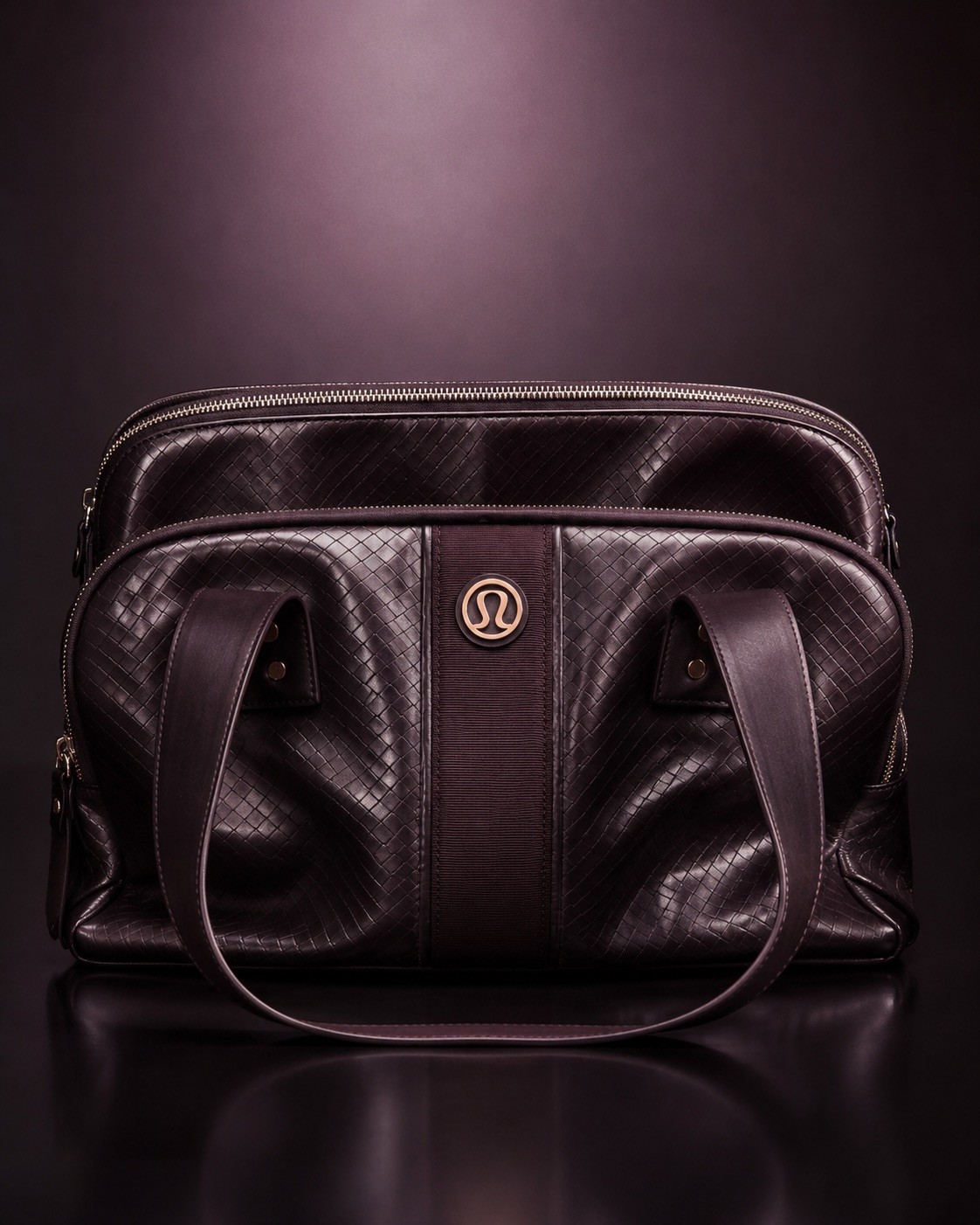 lululemon athletica Burgundy Medium Satchel Zip Top Silver Hardware Logo Pockets