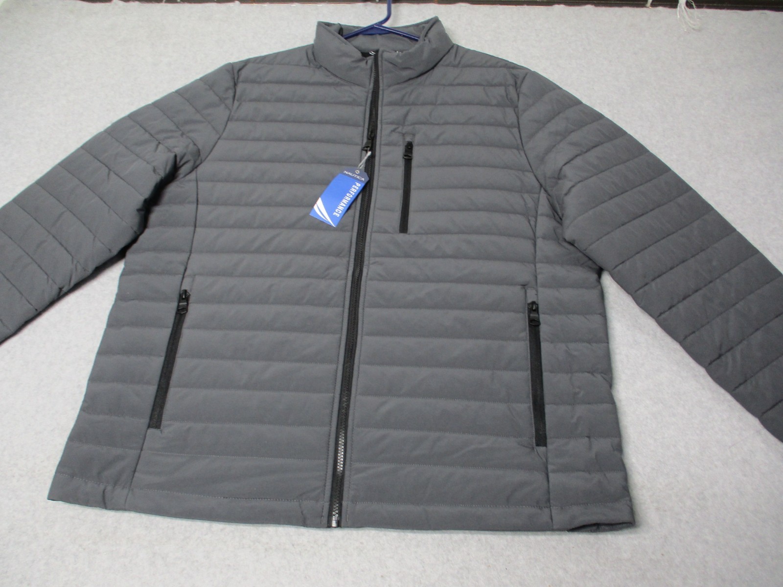 Nautica Puffer Jacket Performance Active Stretch Water Resist Gray Mens Large