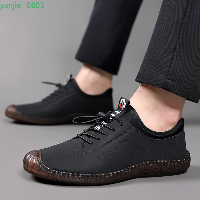 Men’s Faux Leather Casual Shoes Lace Up Round Toe Slip On Fashion Summer Retro