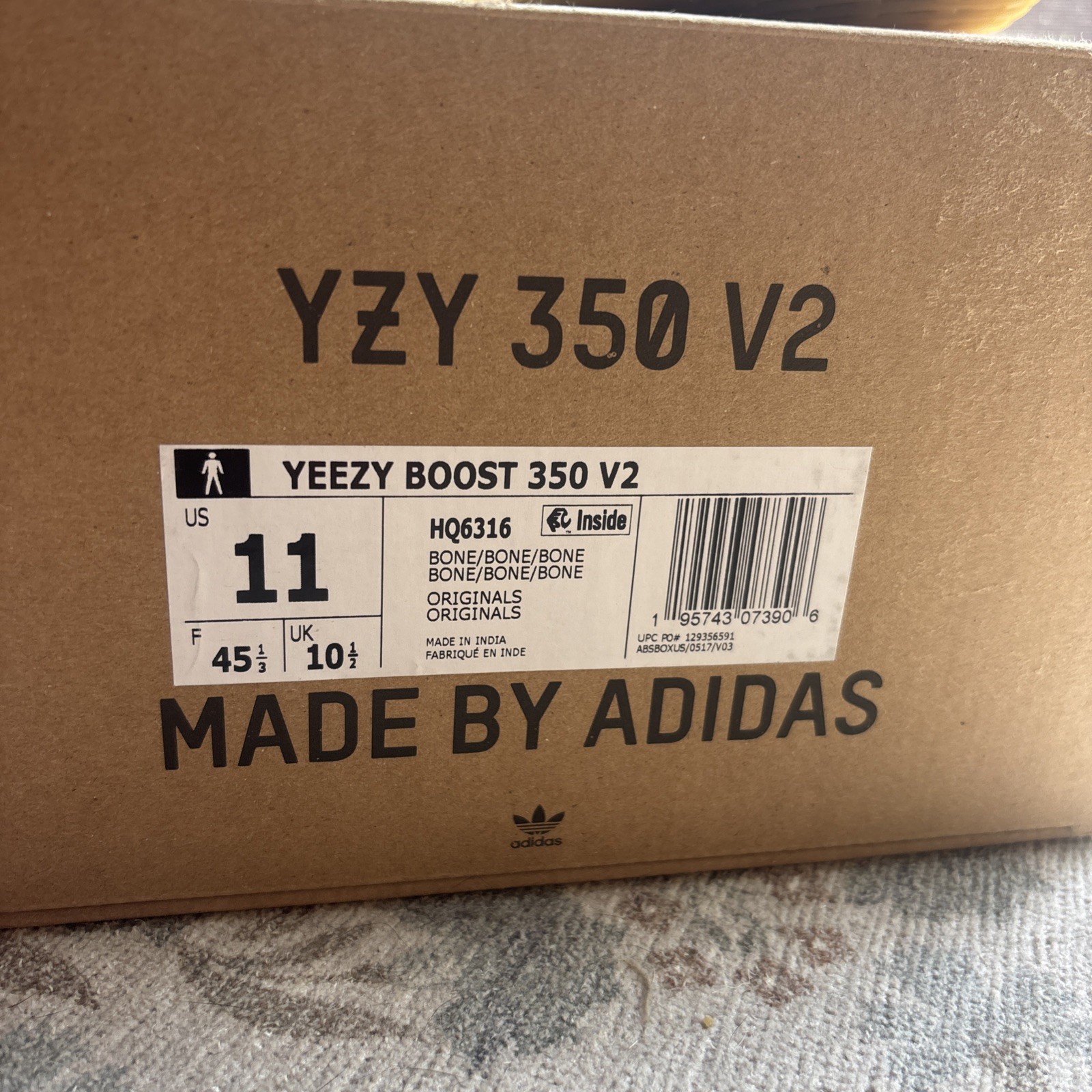 Adidas Yeezy Boost 350 V2 Bone US Men size 11 WITH BOX