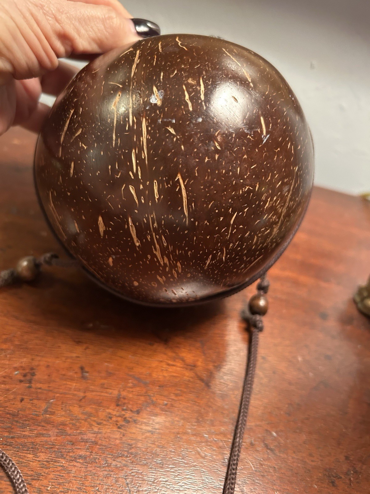 5″ Tropical Beach Purse~Coconut Shell Crossbody Shoulder Bag~Zip Around~BOHO