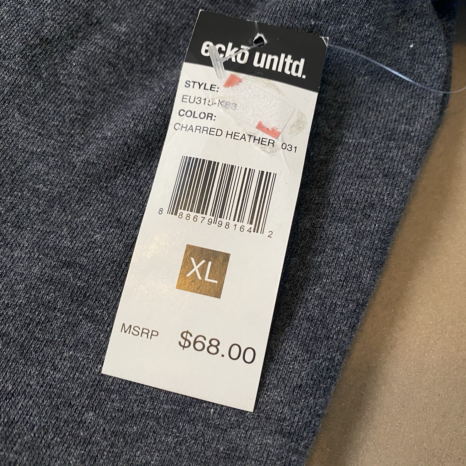Ecko Unltd XL X-Large Button-Up Sweatshirt Jacket Rhino Logo Men Blue Gray
