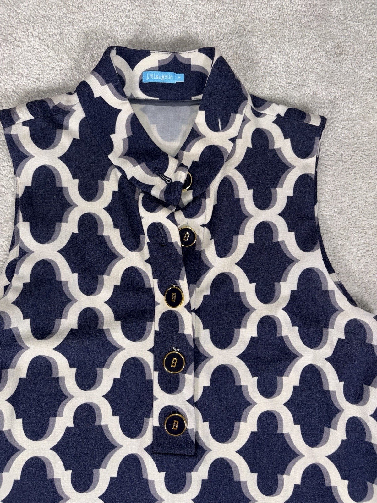 J.McLaughlin Catalina Cloth Shirt Dress Medium Navy White Pockets Buttons