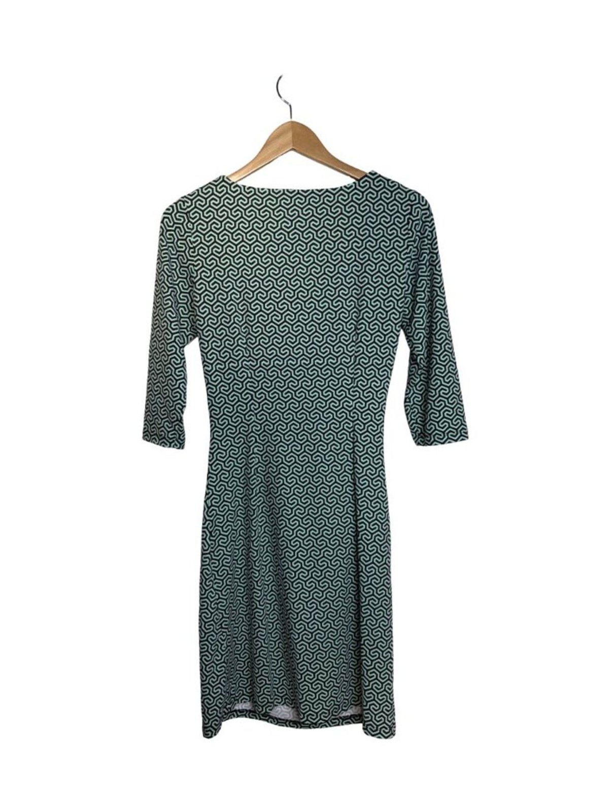 J.McLaughlin Catalina Cloth Ruched Dress Women Small Mint Black Geometric Print