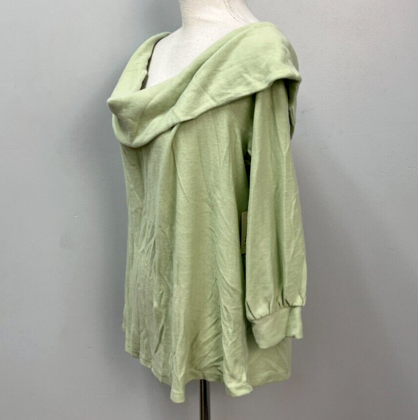 a.n.a. Mint Green Off the Shoulder Long Sleeve Sweater Sz Plus 0X Straight Neck