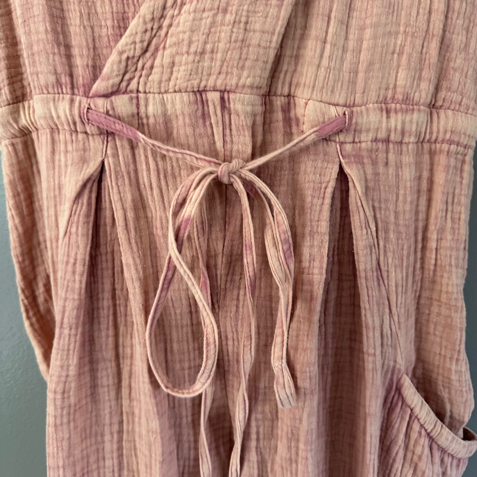 Oli & Hali Pink Muslin 100% Cotton Hooded Jumpsuit LARGE