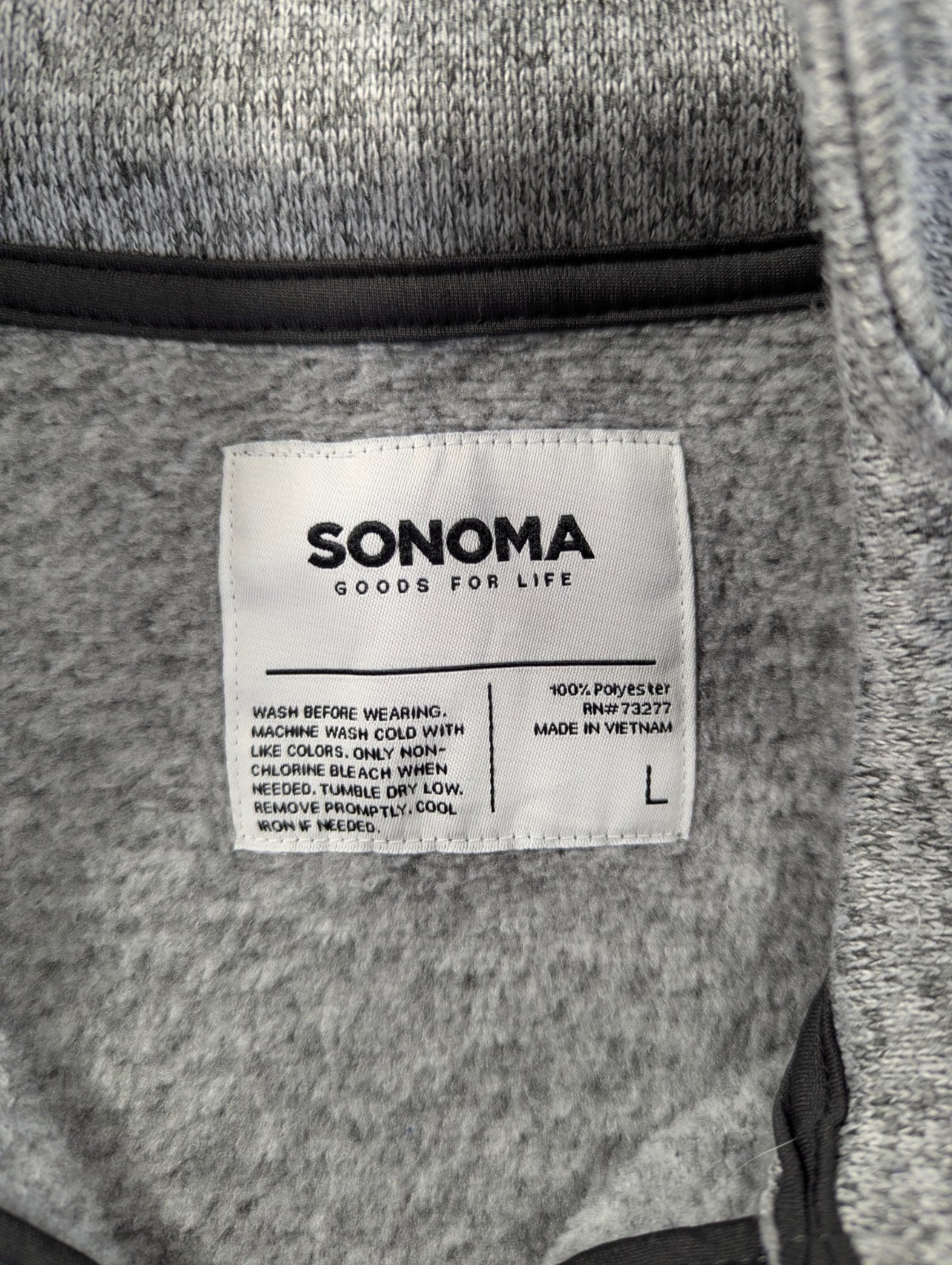 Sonoma Goods for Life Jacket Mens Large Gray Long Sleeve Mock Neck Full Zip