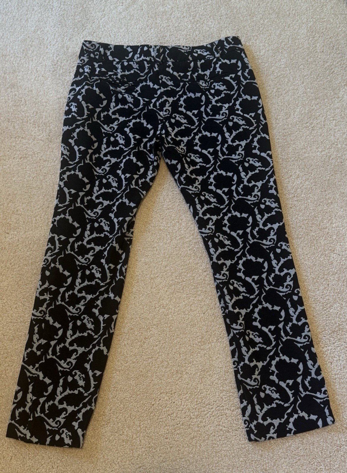 Etro Women’s Black & Grey Jacquard Pants, Made in Italy, Size 46 US Size 10