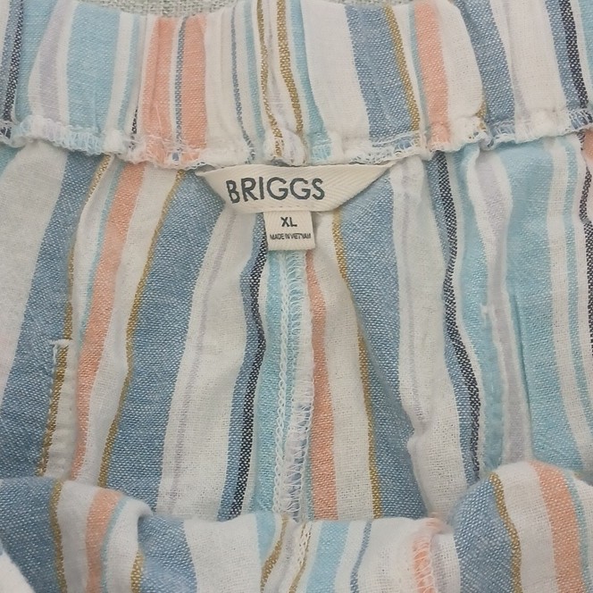 Briggs Women’s Size XL Blue Orange White Stripe&Green Linen Blend Shorts 2 pair