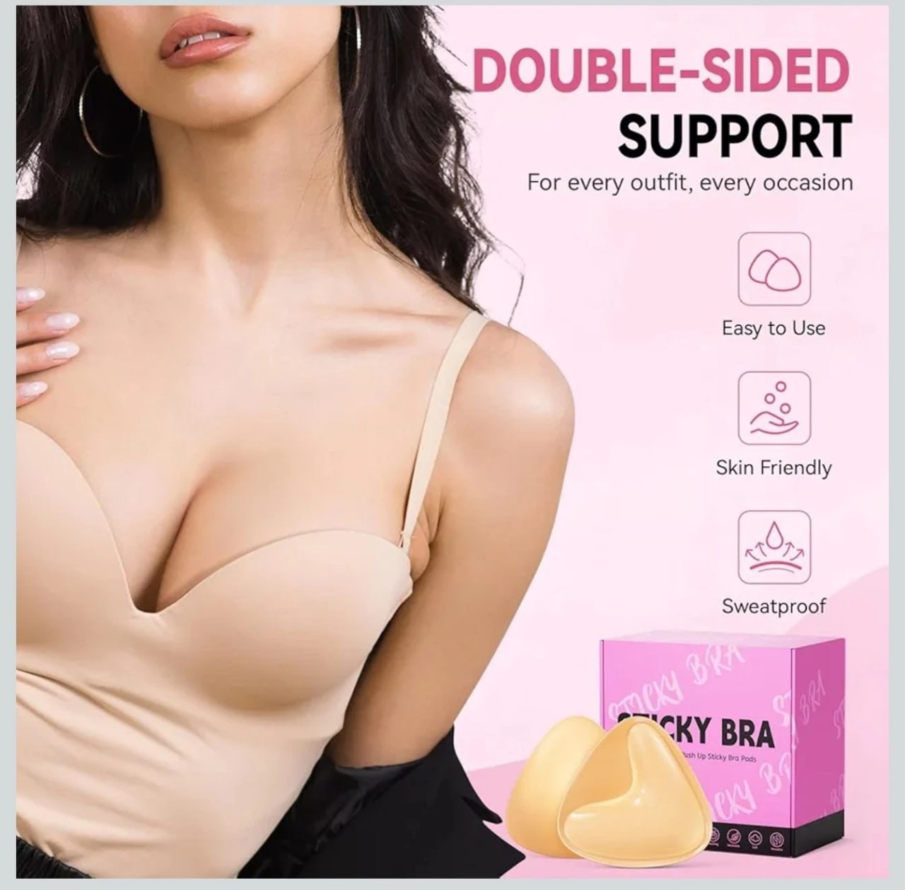Sticky Bra Double Sided Push-Up, Sticky Bra Pads Size M