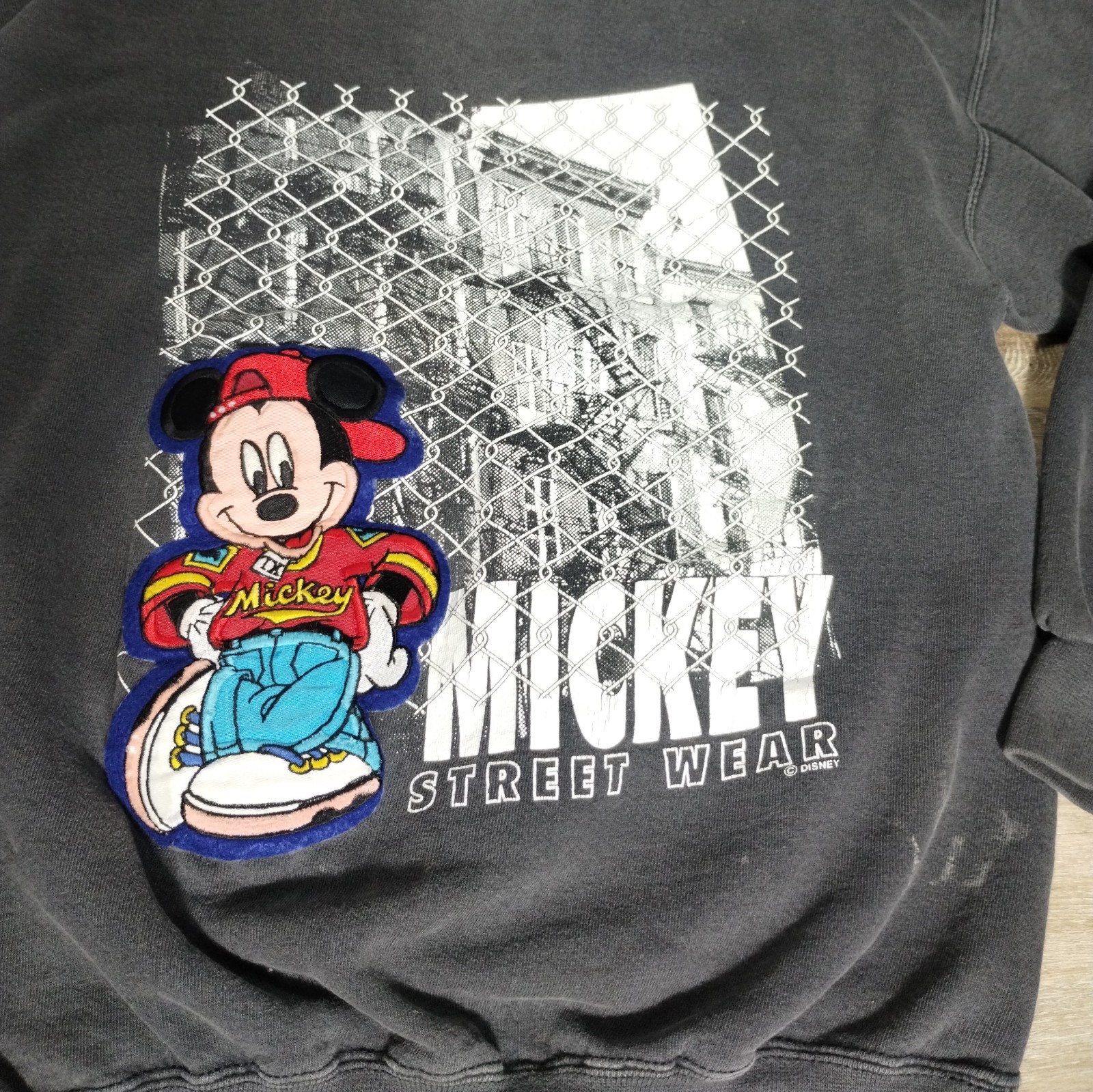 Vintage Mickey Mouse Sweater Medium Black Faded Hip Hop Streetwear Grunge 90s