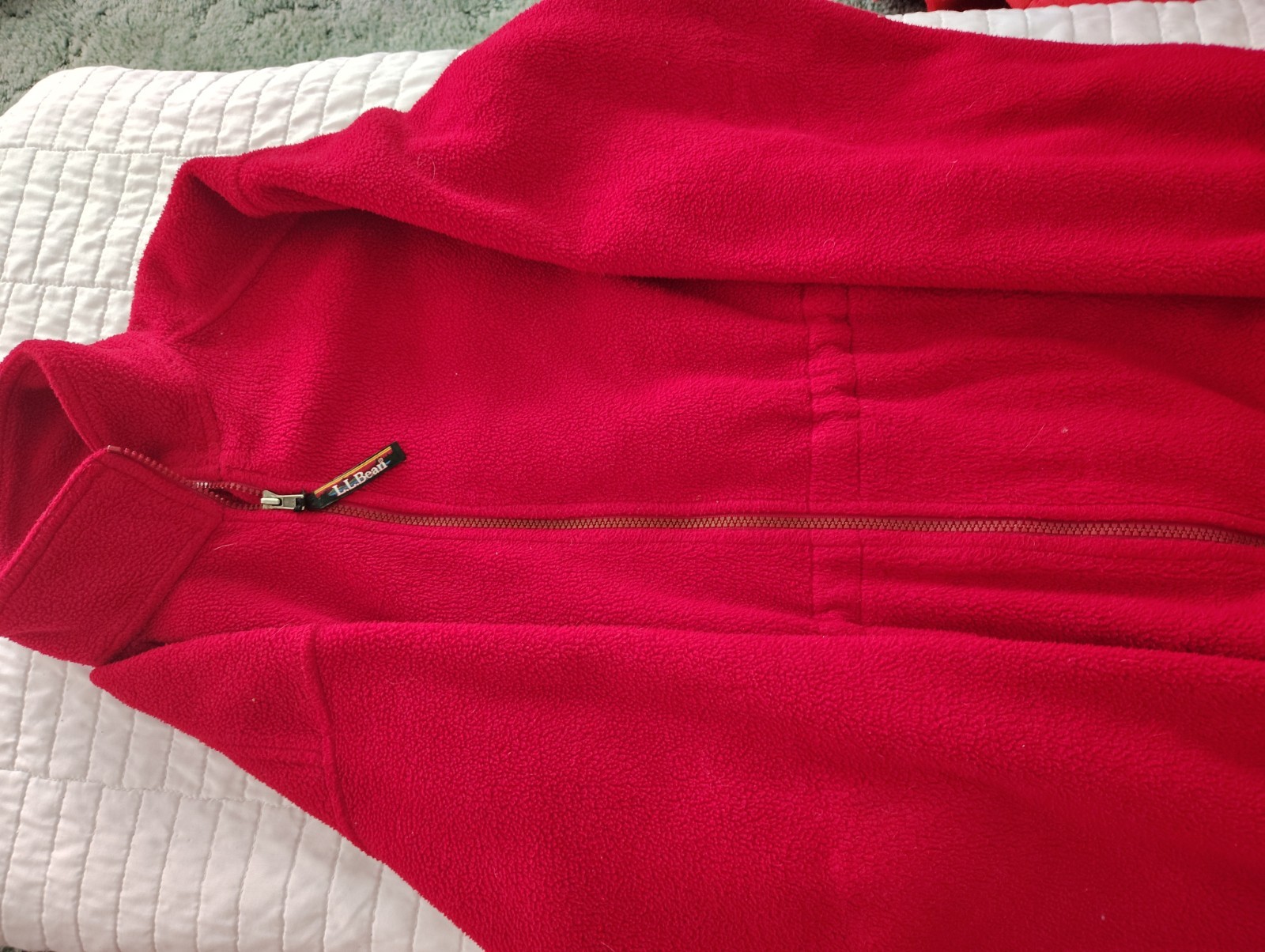 LL Bean Womens Fleece Full Zip Jacket Maroon Burgundy Size Medium Regular