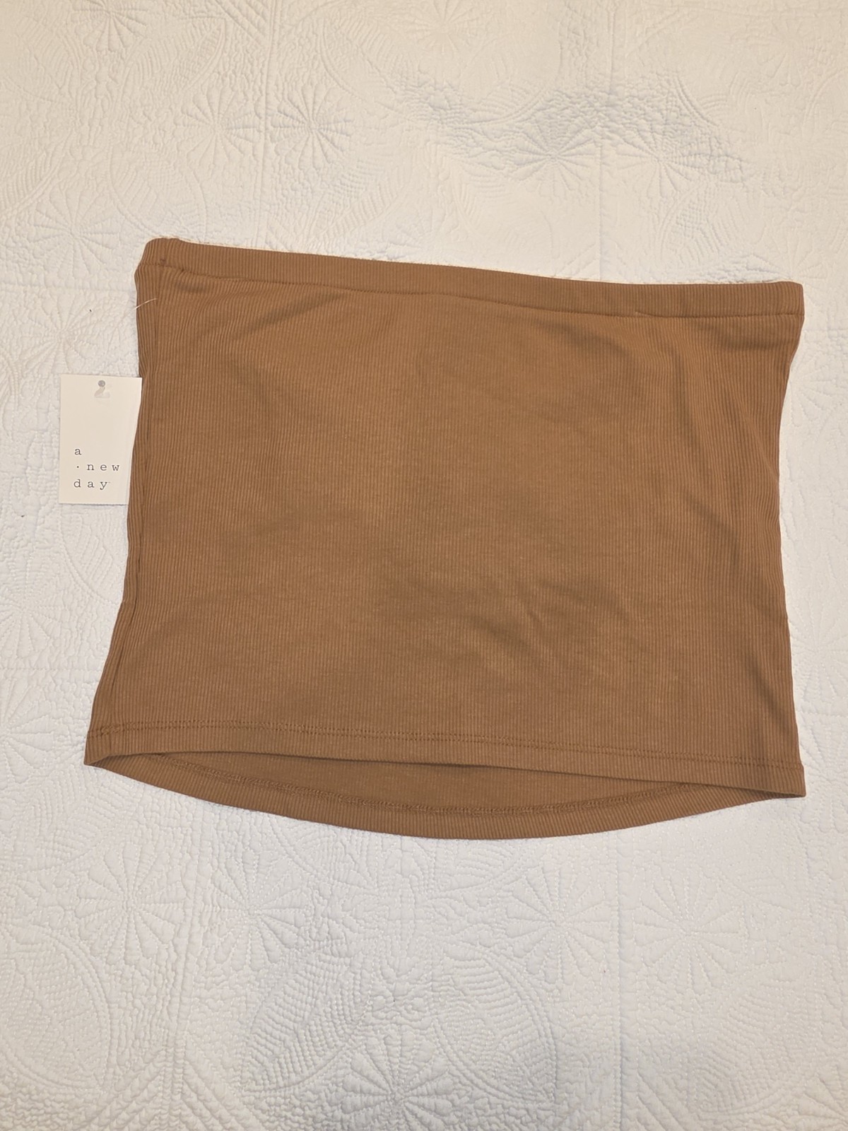 Strapless Ribbed Tube Top Brown or Black, Size Large NWT
