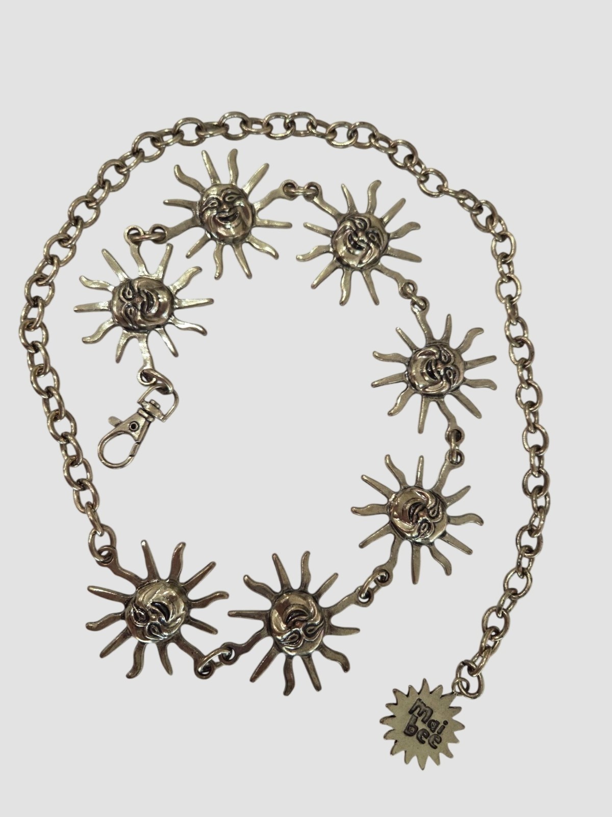 Mai Bee Gold-Tone Sun Face Chain Belt Adjustable Waist Lobster Clasp Celestial