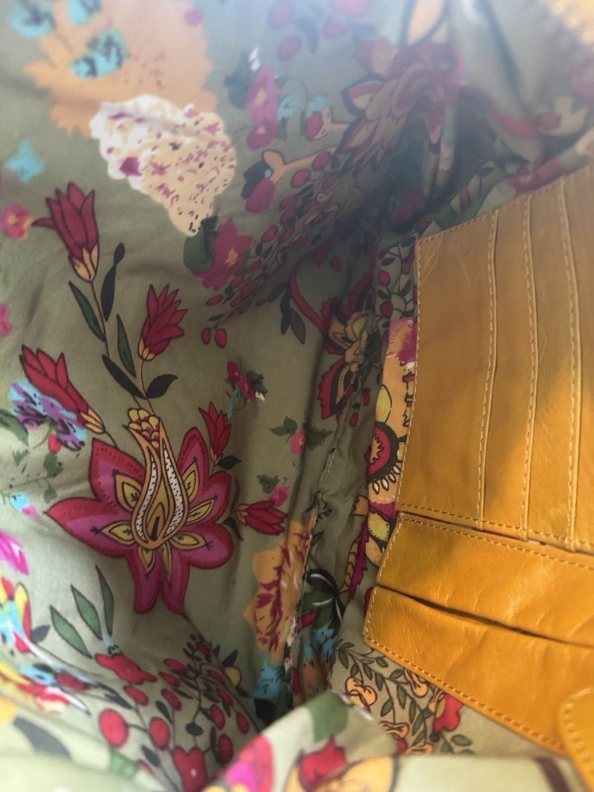 Latico Genuine Leather Slouchy Hobo Shoulder Bag Mustard Yellow Multi Zip NJ
