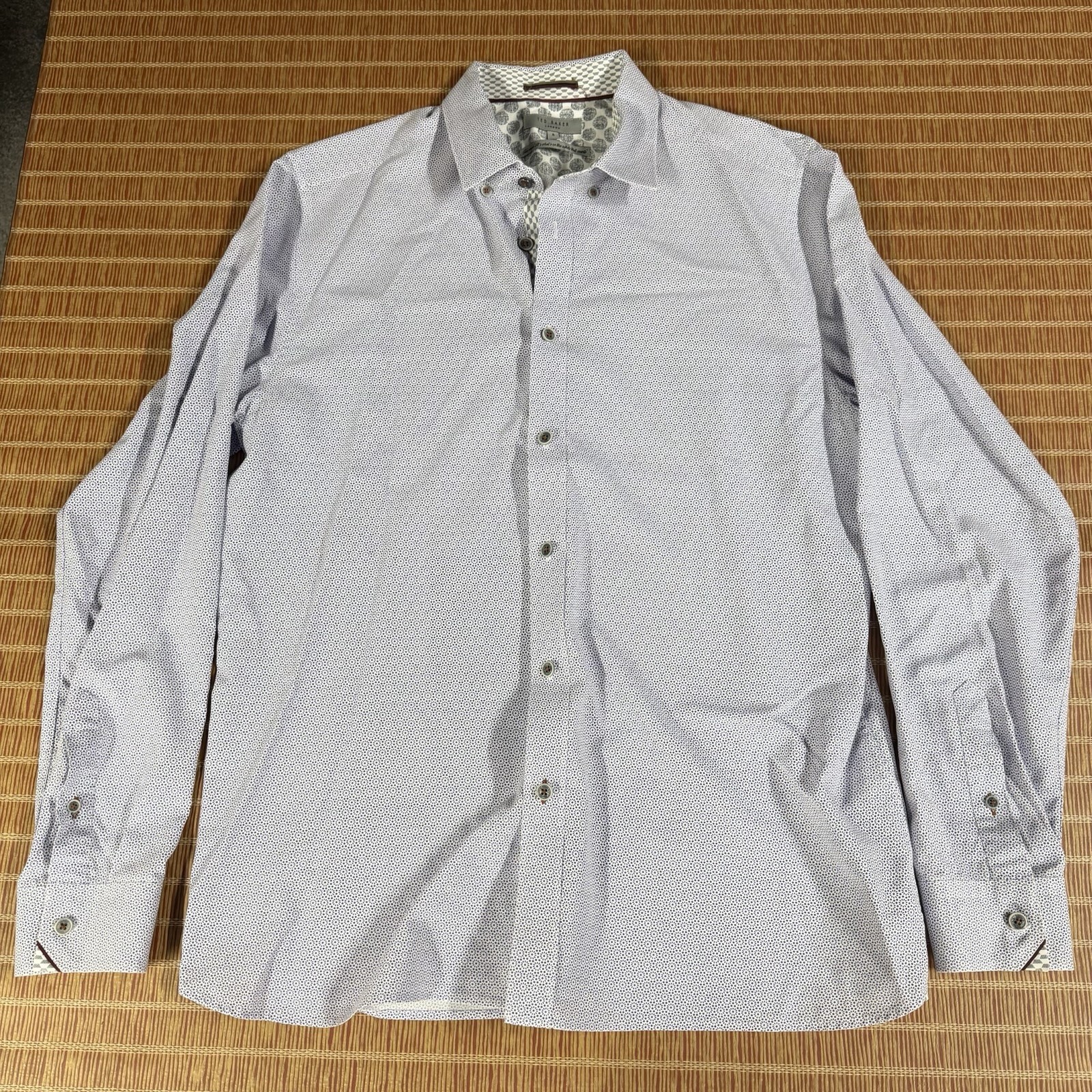Ted Baker Men Slim Fit Flip Cuff Shirt Casual Formal Shirt Size 5 Abstract