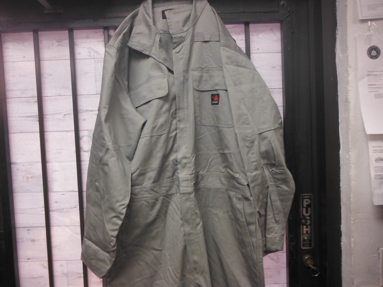 Forge FR Men Fire Resistant Coveralls Gray Elastic Waist Full Zip Snap XLT NEW