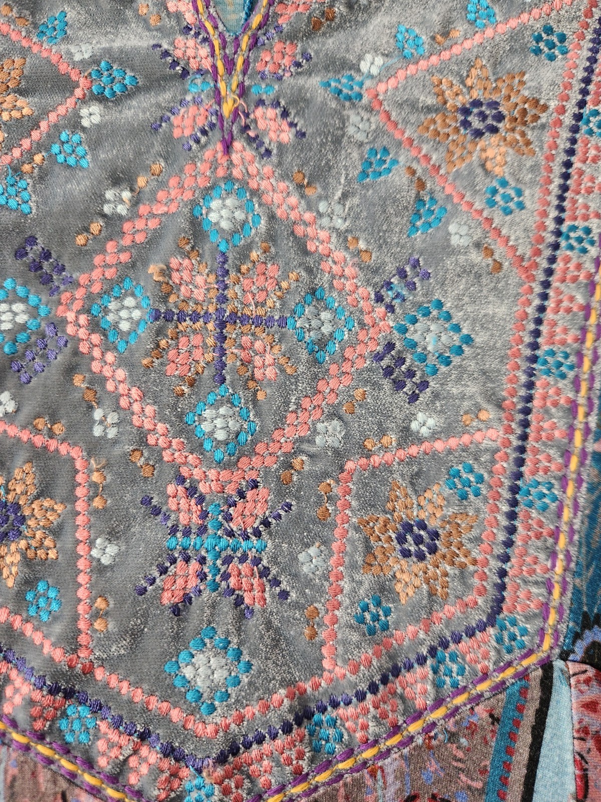 Soft Surroundings Sz M Boho Chic Whimsy Fairy Tunic Embroidered 3/4 Bell Sleeves