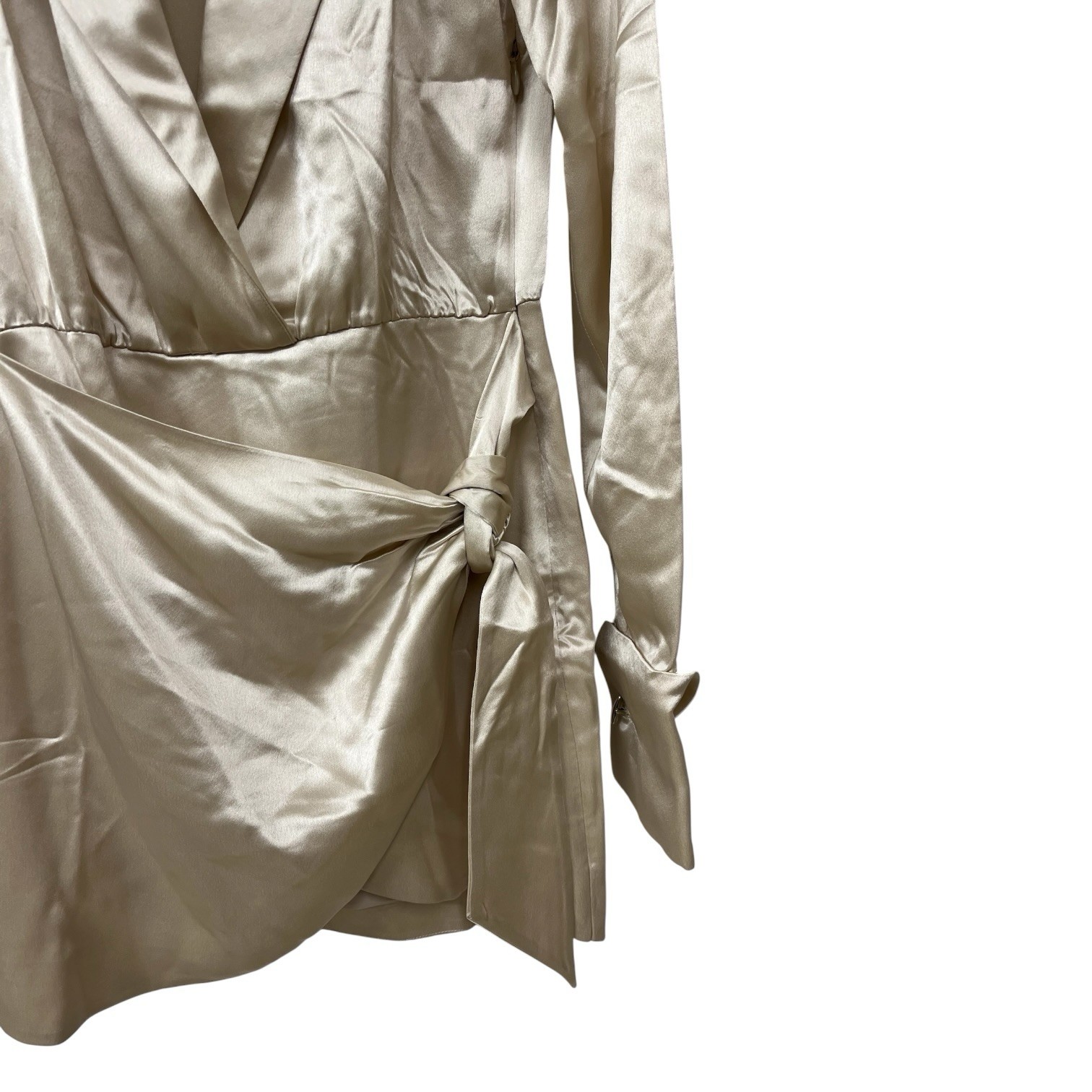 NWT Retrofete Hailey Champagne Long Sleeve Silk Blend Minidress XS