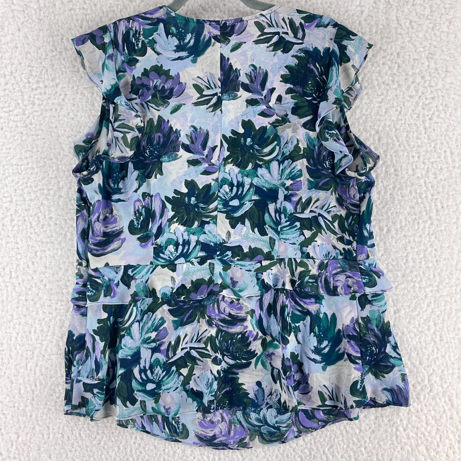 Ava & Viv Floral Flutter Sleeve Shirt Womens Plus 1X V-Neck Short Sleeve Top