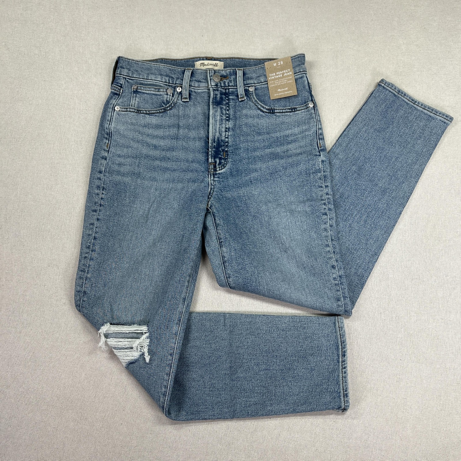 Madewell The Perfect Vintage Jeans Womens 28 (30×28) Blue High Rise Tapered
