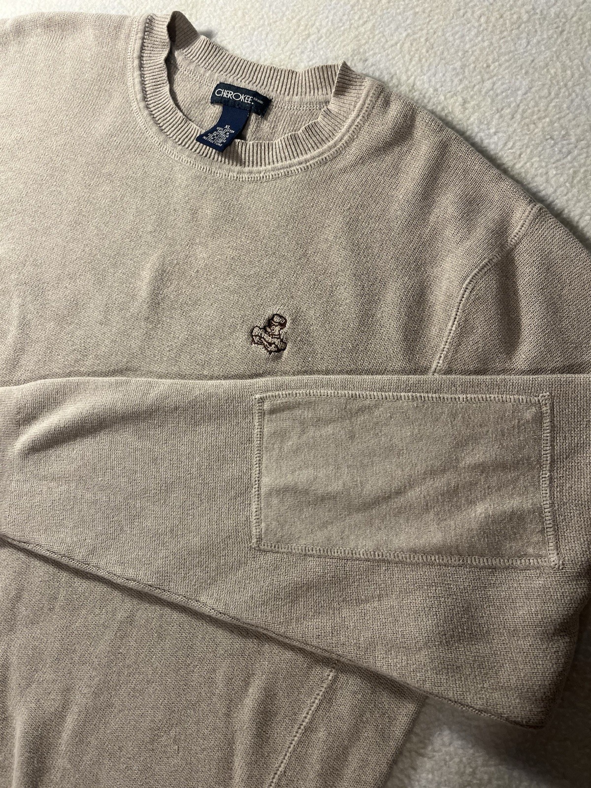 Vintage Cherokee Sweater Cotton Crewneck with Elbow Patches Size XL Australia