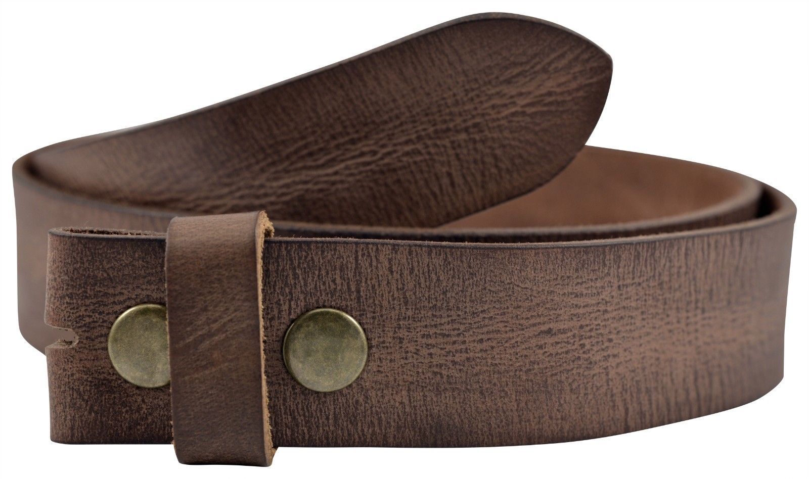 Vintage Full Grain Buffalo Leather Solid 1-Piece Belt Strap – Brown