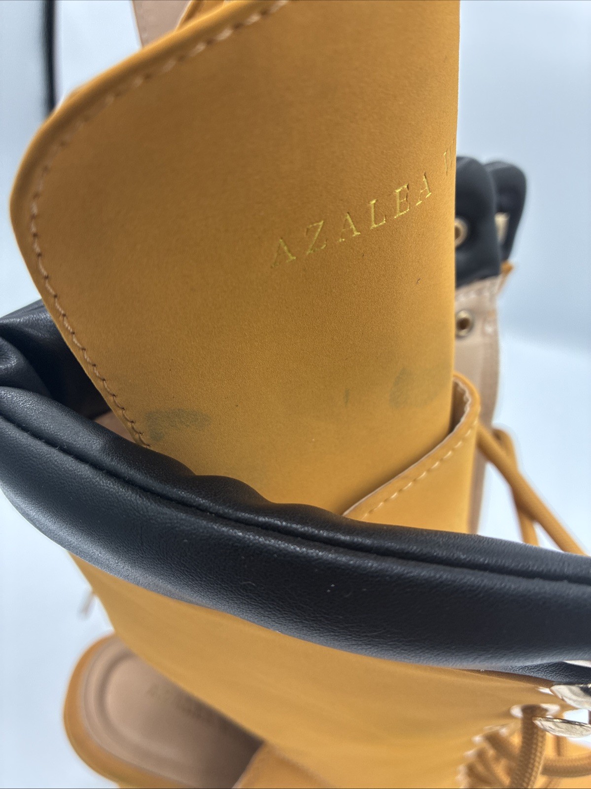 AZALEA WANG YELLOW LACE UP STILETTO BOOTIE SIZE US 8
