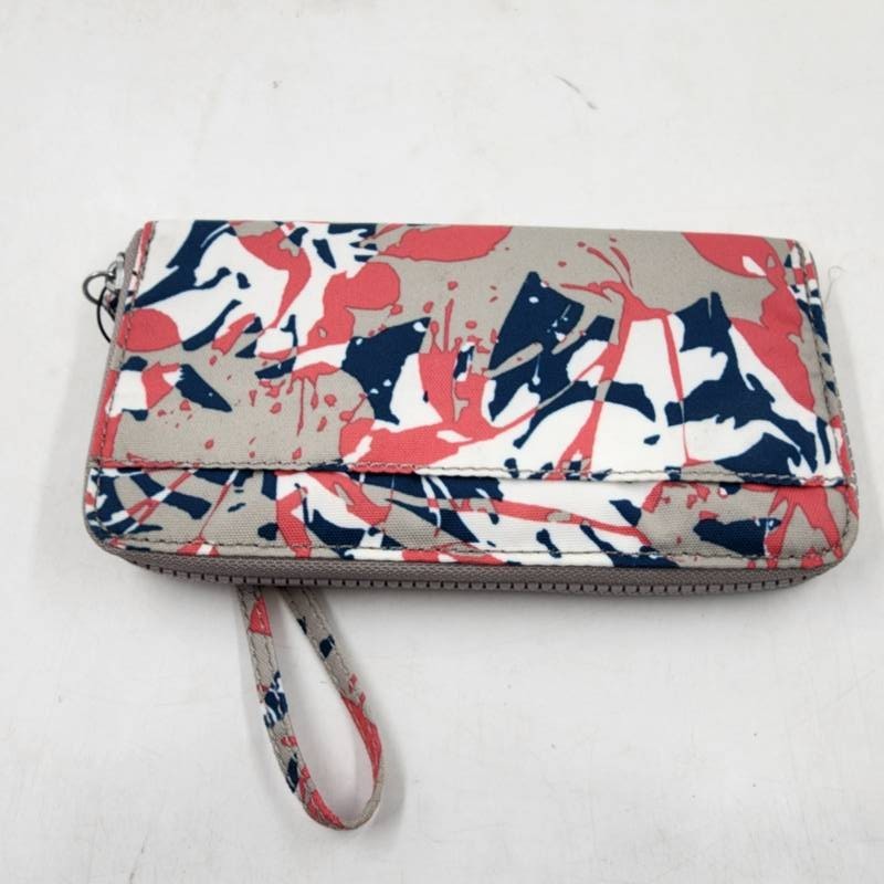Kipling Canvas Zip Around Wallet Wristlet Women’s OS Autumnal Field Abstract