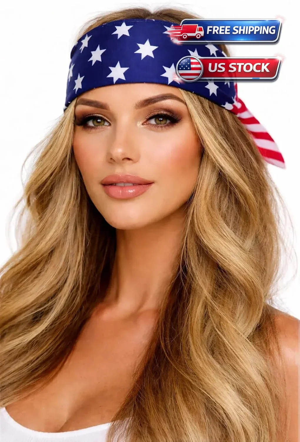Red White and Blue American Flag Bandana Headband USA for Men and Women – Neck a