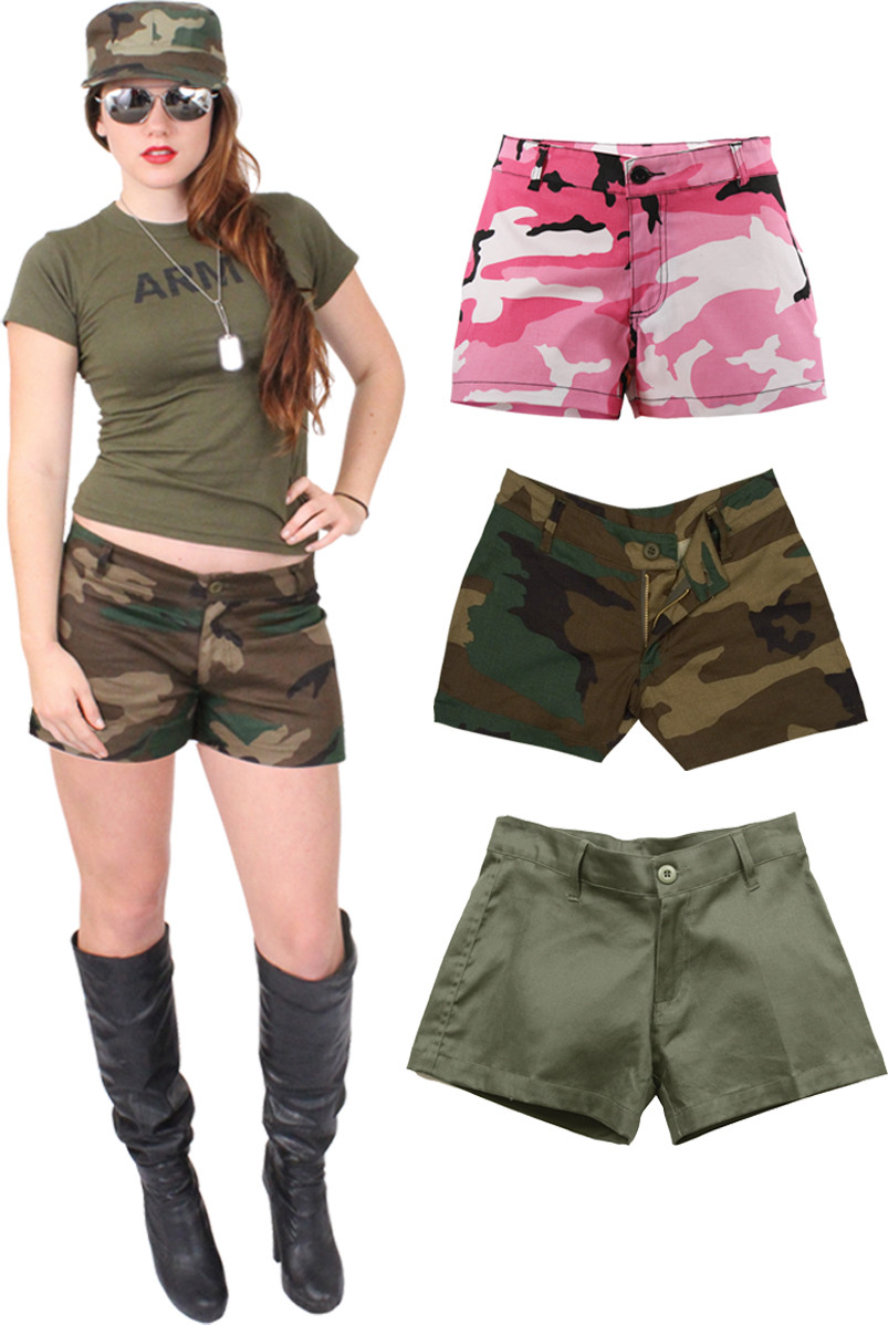 Women’s Military Short Shorts Camouflage Army Casual Lounging Mini Boys