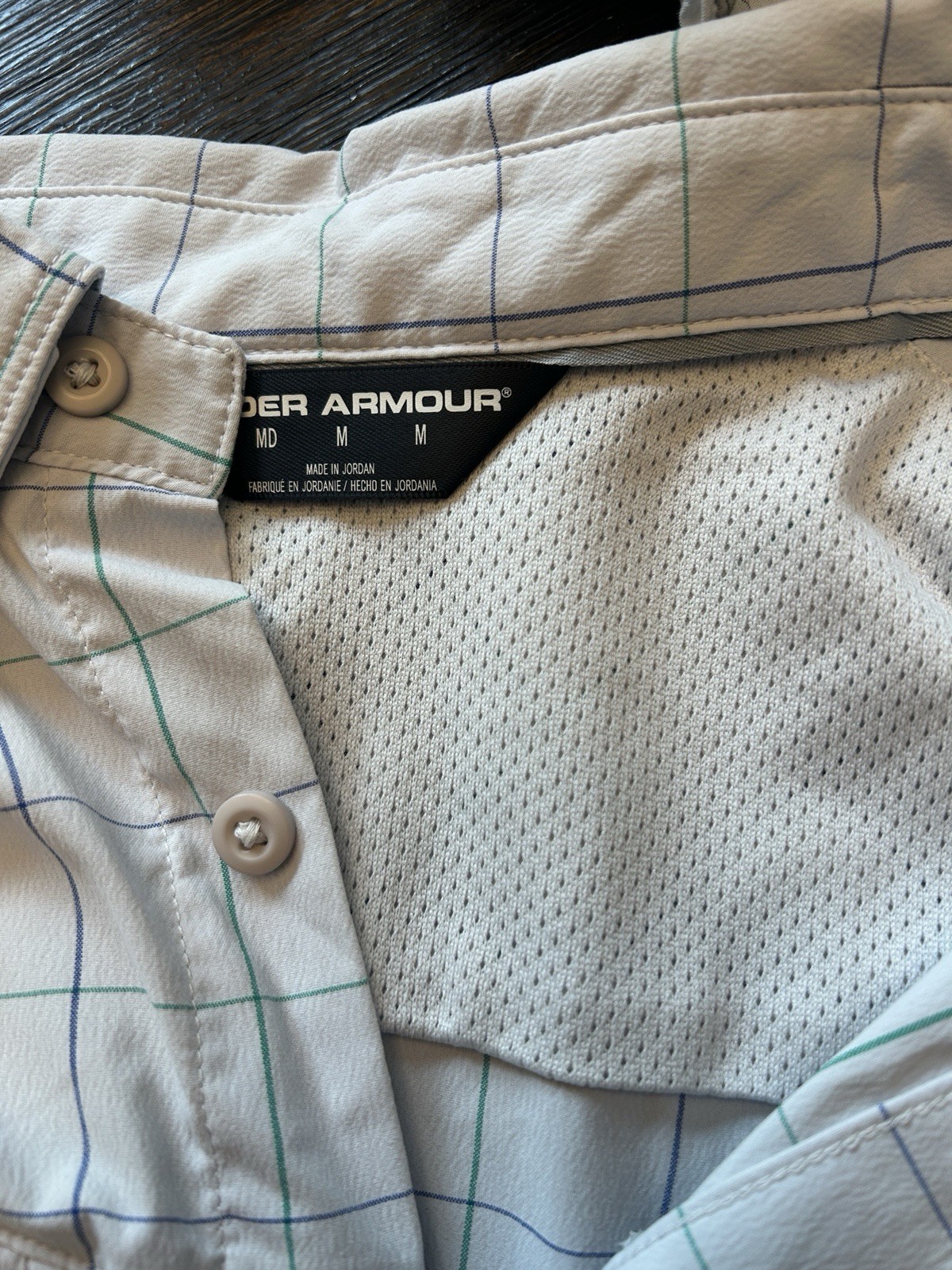Under Armour men’s M gray check long sleeve button-up MPN 1290746