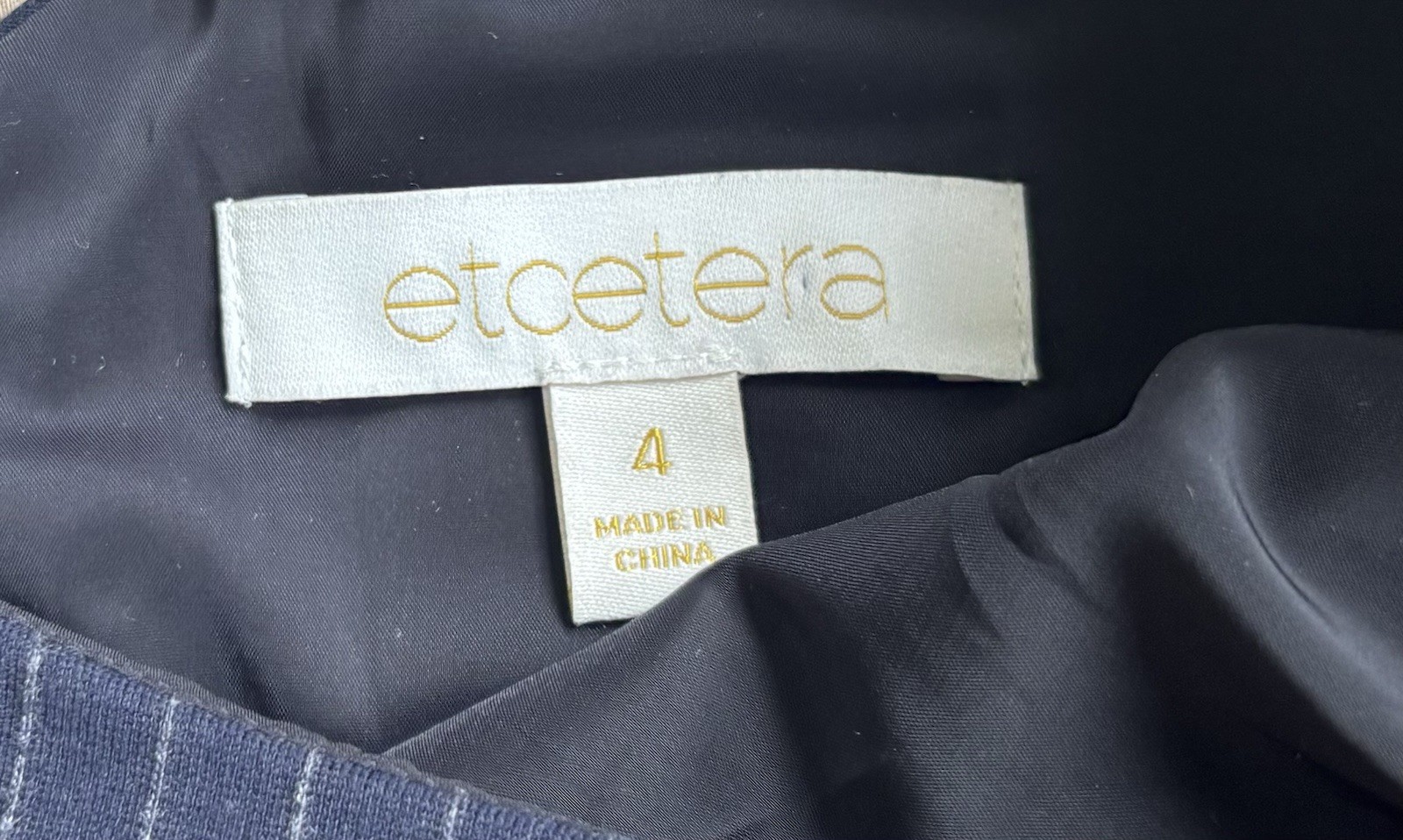 Etcetera Blue Navy Stripped Flare Sleeve Top Size 4