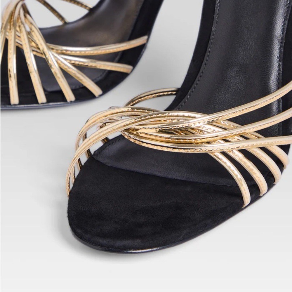 Retrofete Lucio Sandal Black Gold NIB MSRP $400 Size 7.5