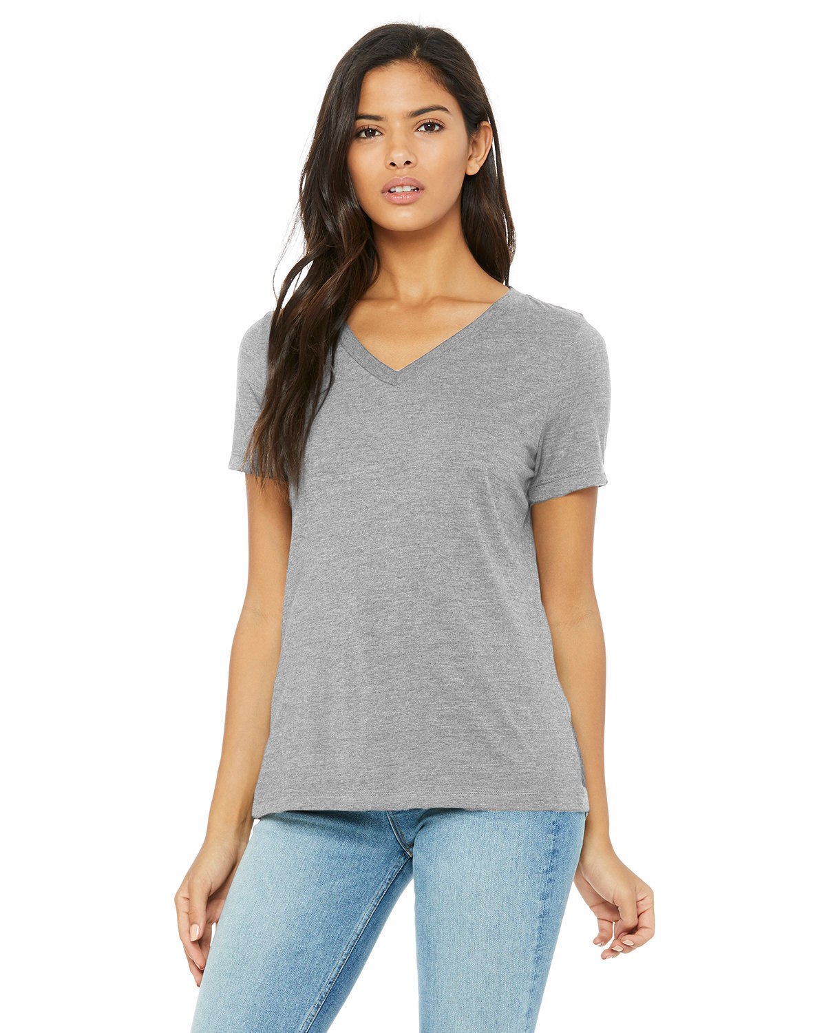 5 Pack Of Bella + Canvas 6405CVC Ladies Relaxed Heather CVC Jersey V-Neck TShirt