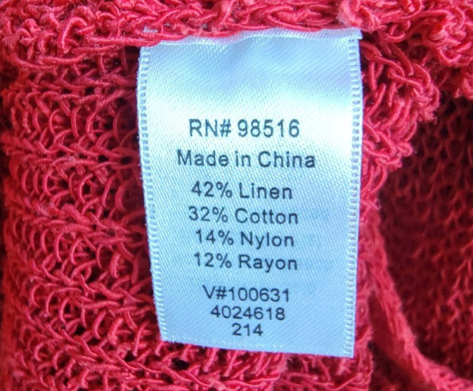 Coldwater Creek Red Open Knit Short Sleeve Cardigan Sweater Womens 1X 18