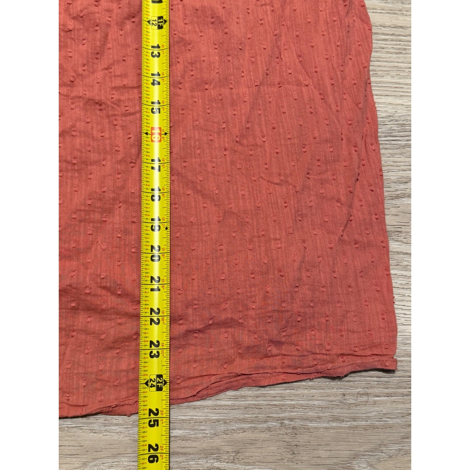 Old Navy Terracotta Rust Clip Dot Ruffle V-Neck Blouse Top 2X Short Sleeve