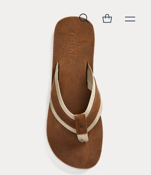 Polo Ralph Lauren Brown Suede Leather Sandals Flip Flops Size 8,9,10,11,12,13