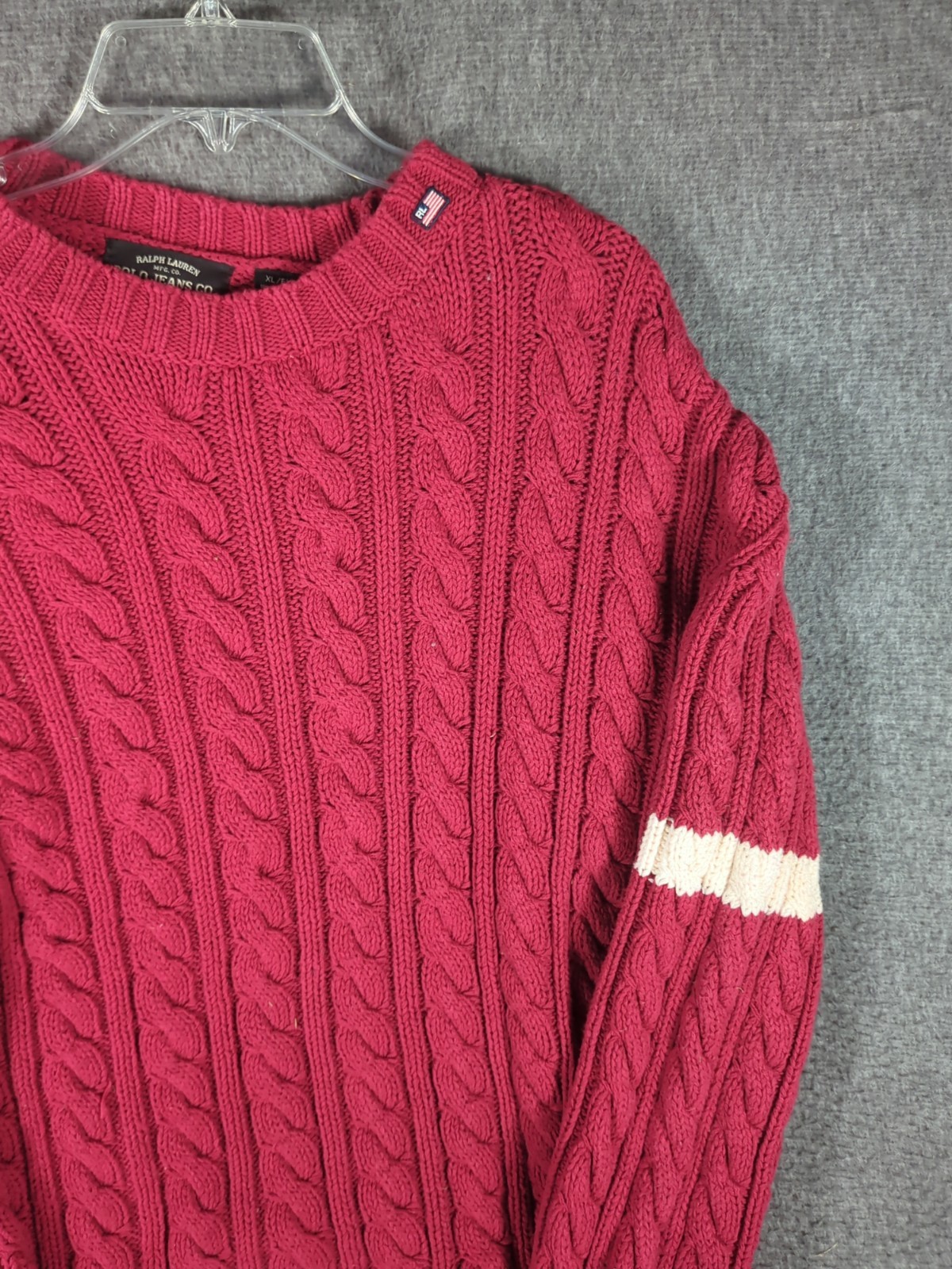 Vintage Polo Jeans Co. Ralph Lauren Cable Knit Rugby Cricket Sweater Men’s XL