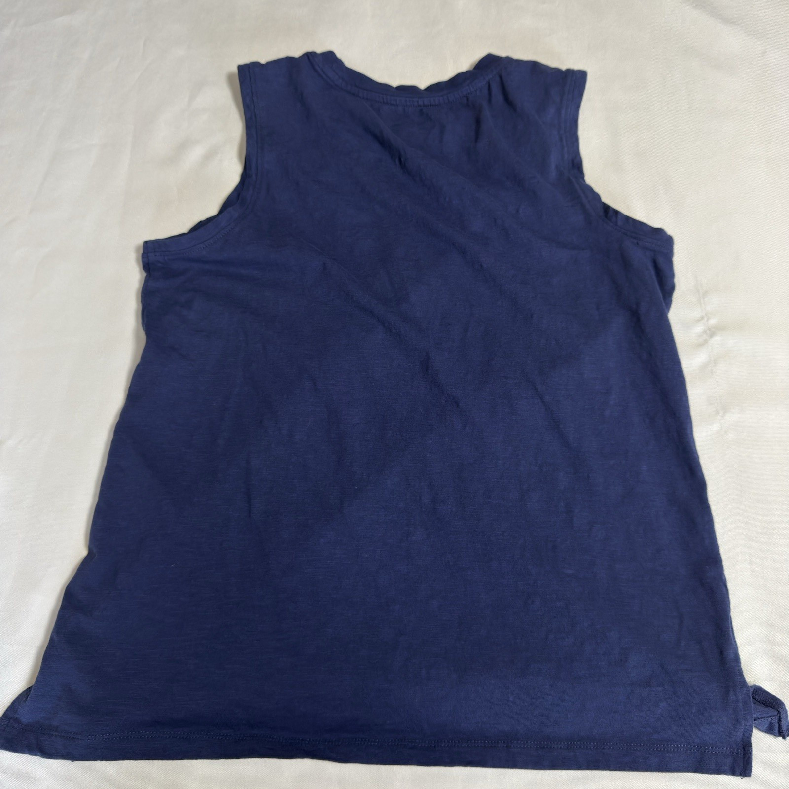 Sonoma Women’s Tank Top Small Navy Blue Tropical Organic Cotton Sleeveless Tee
