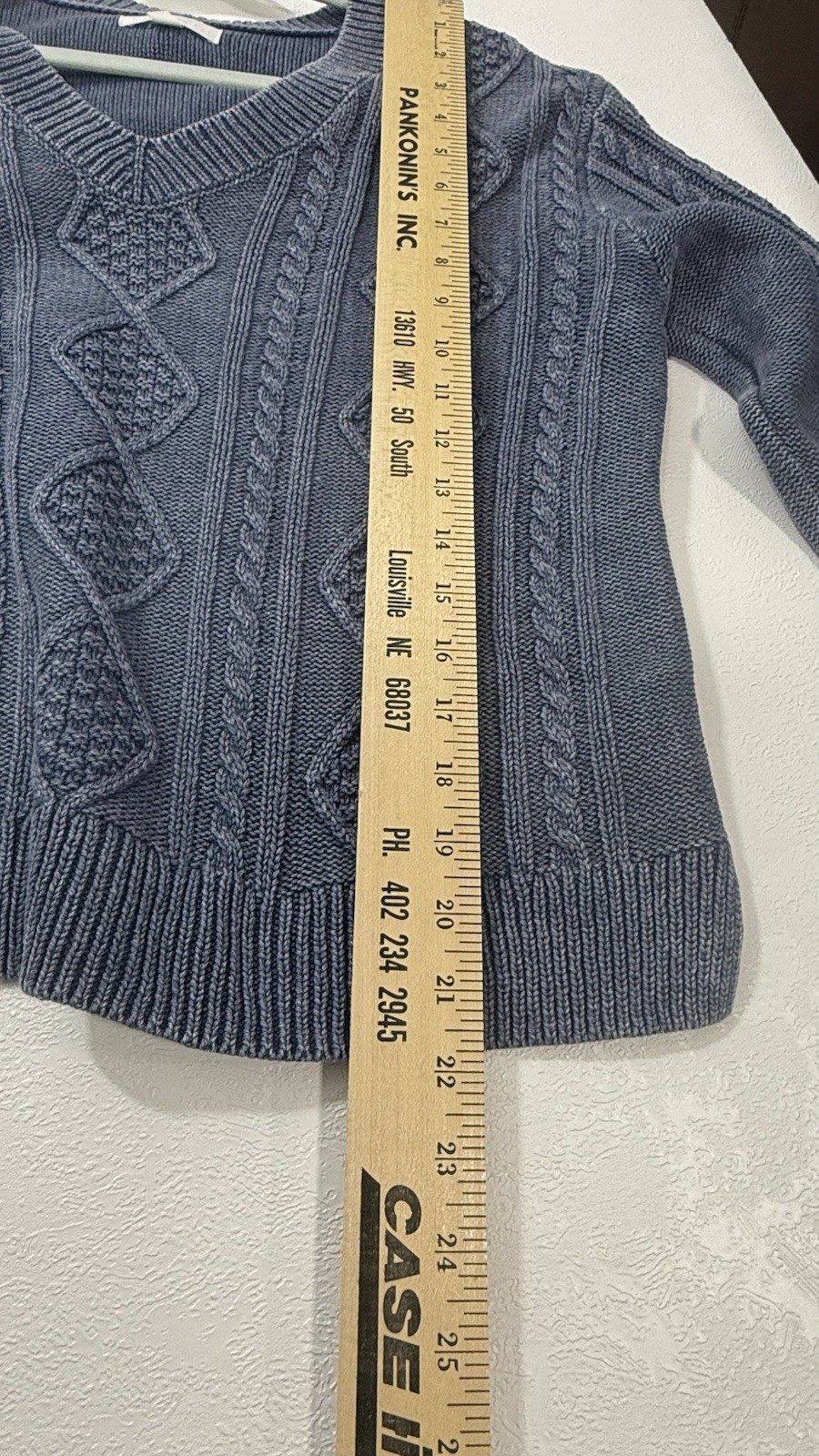 Cleo + Wolf Clark Navy Acid Wash Chunky Cable Knit Pull Over Sweater Woman Small