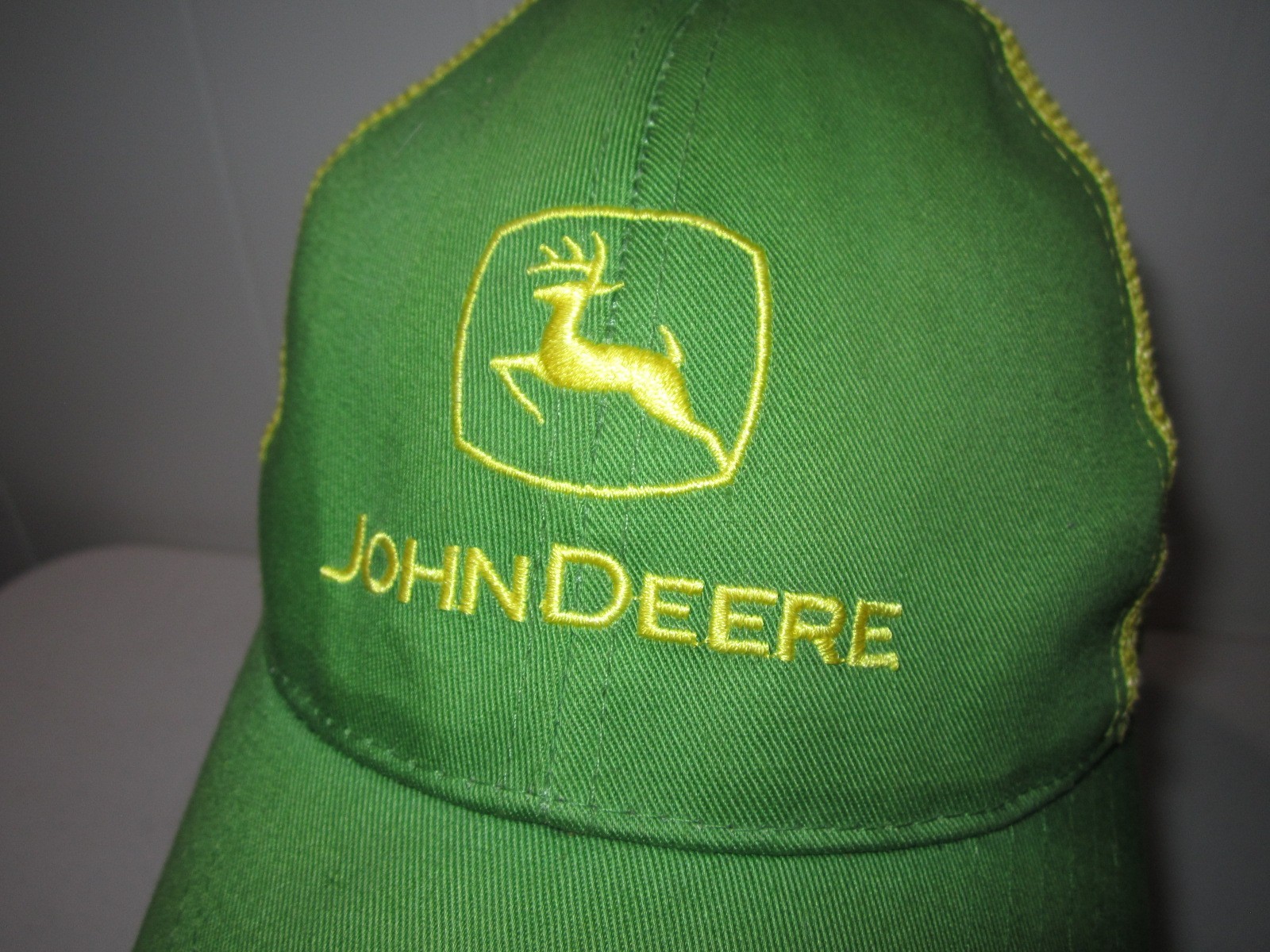 Vintage 90’s John Deere Trucker Hat Cap Snapback Adult Yellow Green k-Products!