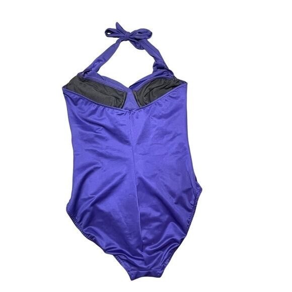 Miraclesuit 10 One Piece Swimsuit Purple Halter Underwire Tummy Control Ruched