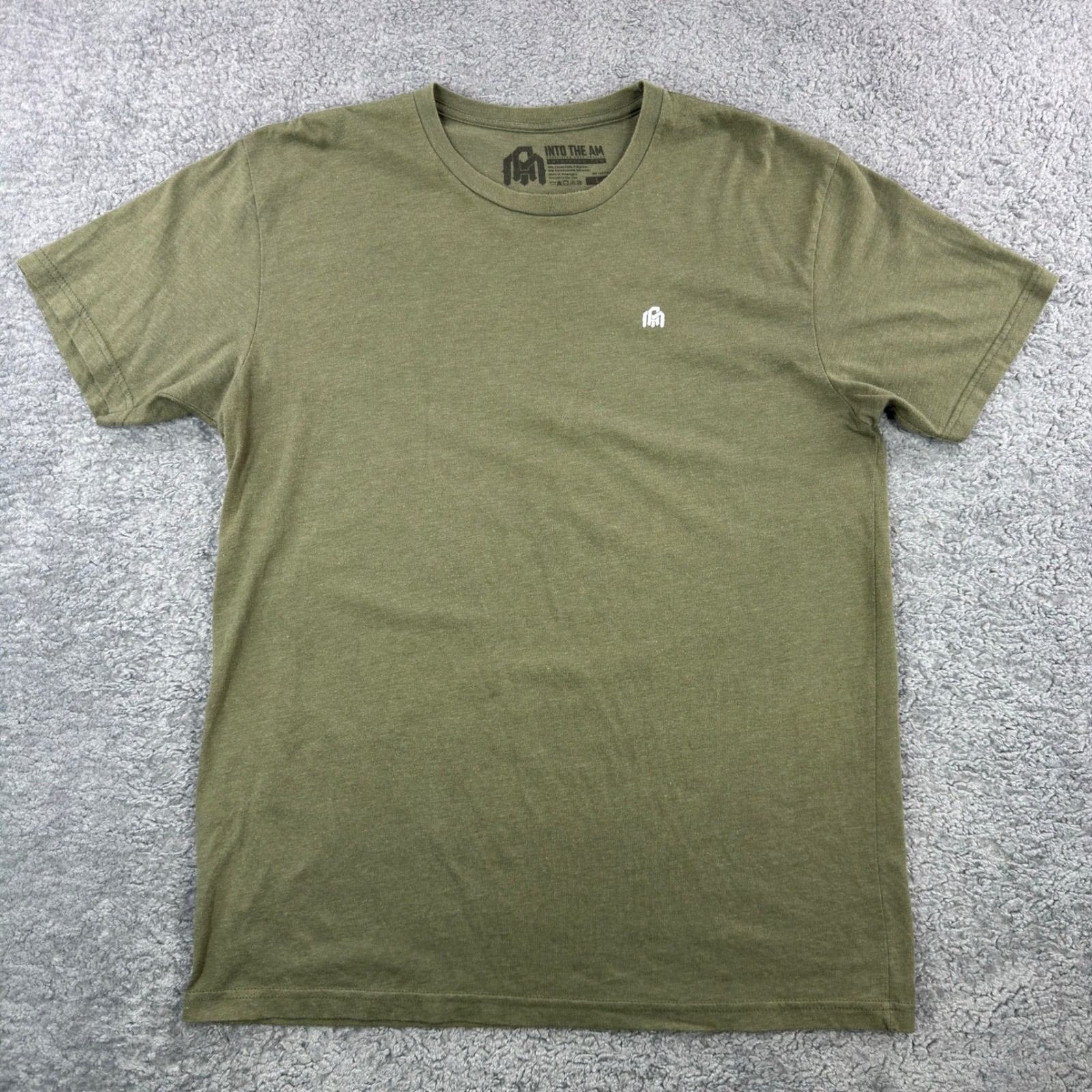 INTO THE AM Mens Olive Green Heathered Short Sleeve Graphic Logo T-Shirt Size L