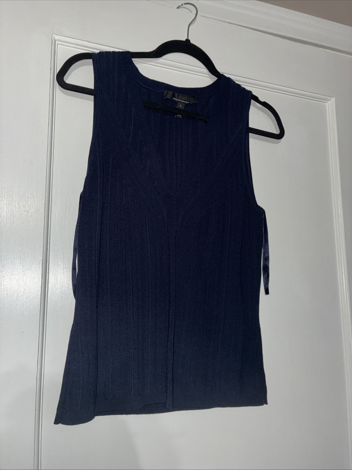 White House Black Market Women’s Ribbed Knit Sweater Deep Blue/ Navy Large