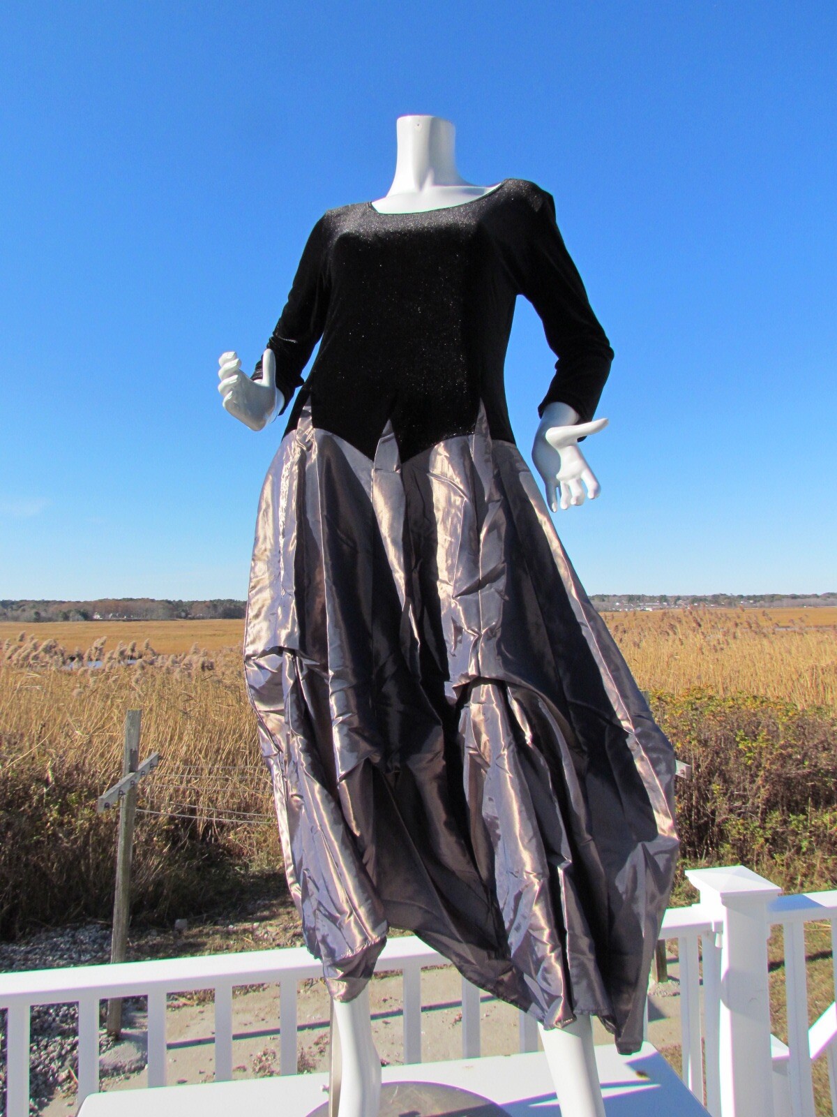 NEW M PYRAMID COLLECTION dress ball gown black velvet bronze champagne gorgeous