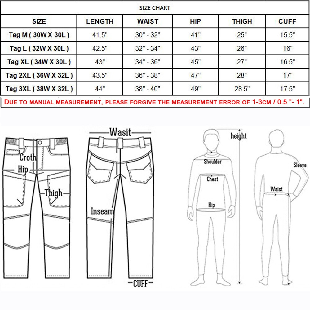 Tactical Combat Water Resistant Pants Mens Work Cargo Trousers Outdoor Pant BN