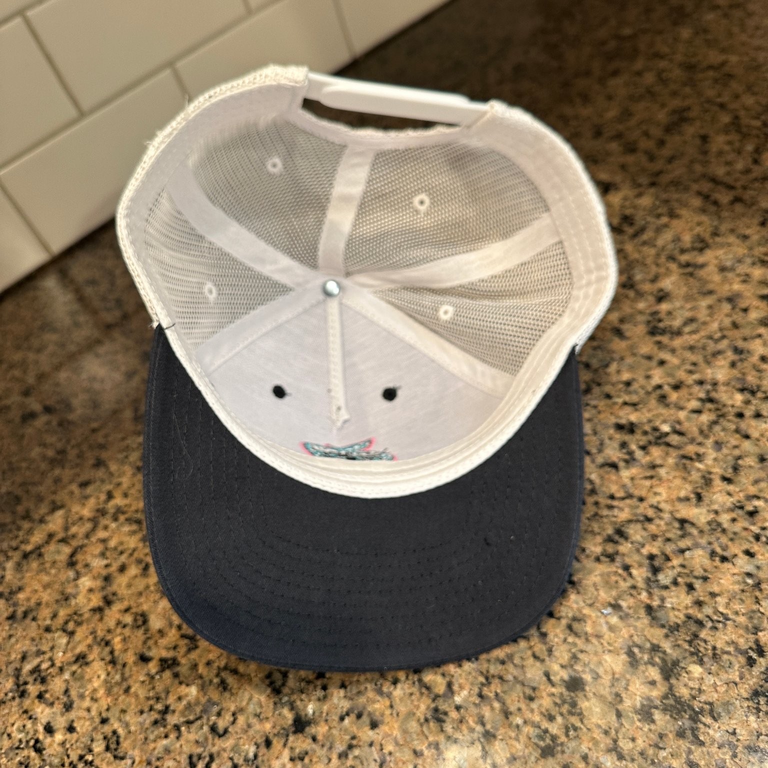 Decky Sam Hunt Peach Checkerboard Trucker Hat Adjustable Black White One Size