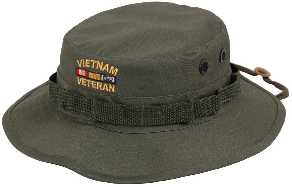 Olive Drab Vietnam Veteran Boonie Hat Military Sun Bucket Cap Wide Brim Army Vet