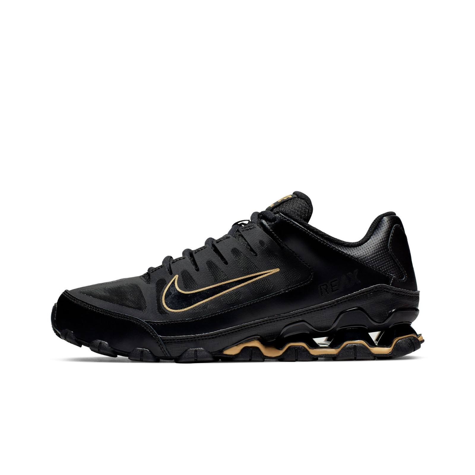 Nike REAX 8 TR MESH Black Gold 621716-020 Cross Training Athletic Shoes
